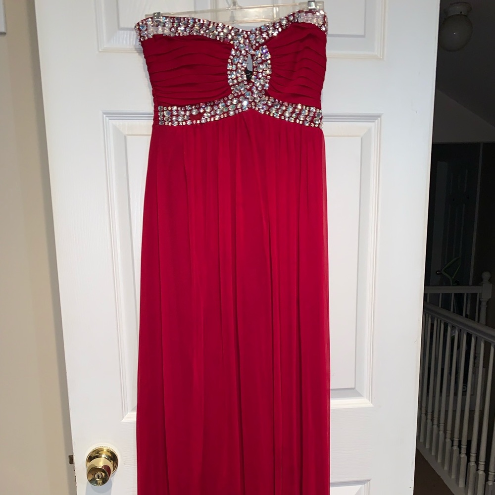 RED strapless formal dress size 7